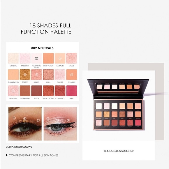 FOCALLURE |FOCALLURE 18 Color Eyeshadow Palette - 02 NEUTRALS - Picture 4 of 9